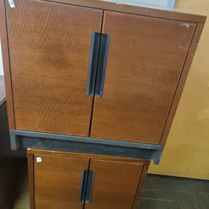 Wood Storage Cabinets with Metal Handles, two sizes*
