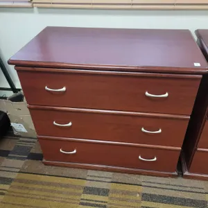 Three-Drawer Wooden Dresser with Metal Handles