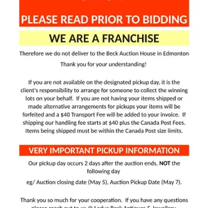 Please Do Not Bid Until Reading Rules & Regulations