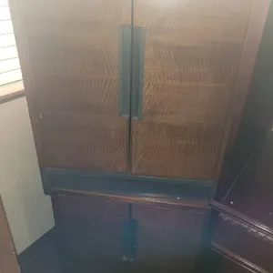 Wood Storage Cabinets with Metal Handles, two sizes