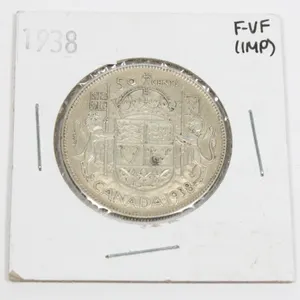 1938 CANADA HALF DOLLAR SILVER COIN .3 OZ SILVER