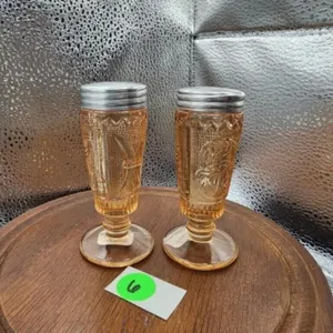Sandwich Amber Footed Glass Salt & Pepper Shaker