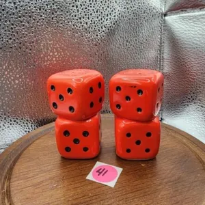 Ceramic Red Dice Shaped Salt & Pepper Shaker Set