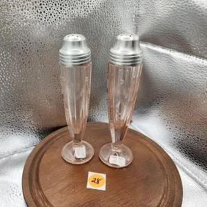 VTG Pink Depression Glass Salt & Pepper Shaker Set