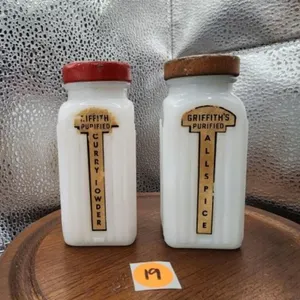 VTG Griffith Purified Milk Glass Jar W/ Red Metal