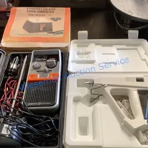 GE EMERGENCY RADIO, HOT GLUE GUN, STAINED GLASS