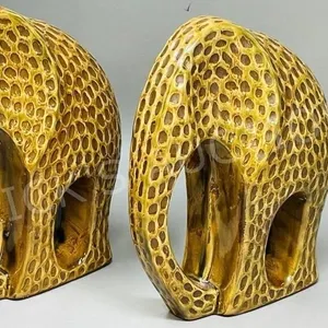 2 ceramic elephant figurines - 9" tall