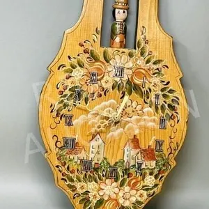 hand crafted wood clock - signed - 16" long