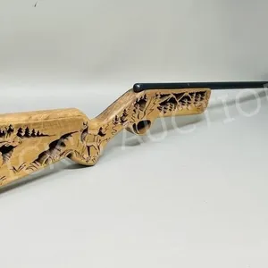 folk art carved rifle ornament -  27" long