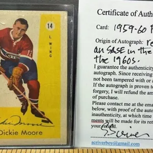 1959-60 Signed Dickie Moore Montreal Canadiens