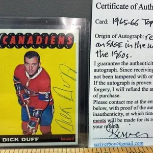 1965-66 Signed Dick Duff Montreal Canadiens