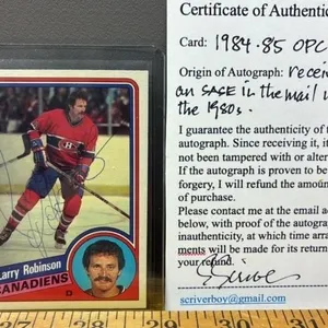 1984-85 Signed Larry Robinson Montreal Canadiens