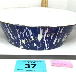 BLUE & WHITE GRANITEWARE BASIN BOWL