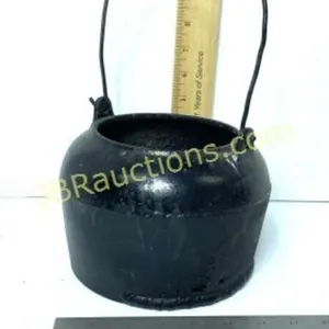 SMALL CAST ITON POT W HOLES RUSTED THROUGH