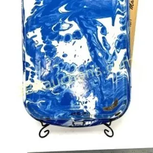 GRANITEWARE LARGE BLUE & WHITE SWIRL BAKING PAN