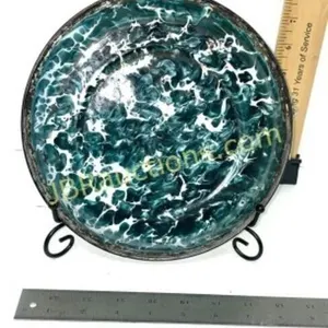 GRANITEWARE GREEN & WHITE PLATE, BAKING PAN