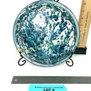 GRANITEWARE GREEN & WHITE SWIRL PIE PLATE