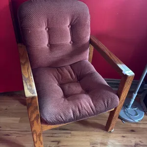 SET OF ROLLING CHAIRS WITH RED CUSHIONS, QTY (4)