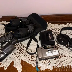 VINTAGE BINOCULARS, SONY WALKMAN, SONY HEADPHONE, PENTAX CAMERA