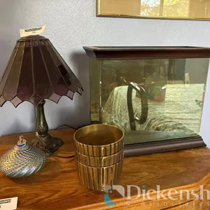 CANDLE VOTIVES AND STAIN GLASS LAMP, QTY (4)
