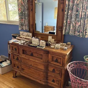 WOOD DRESSER WITH FIVE DRAWERS IN MIRROR