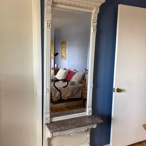 LARGE WOOD MIRROR WITH SHELF