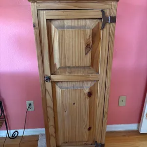 WOOD CABINET AND A NIGHT STAND