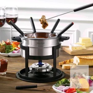 Starfrit 3-in-1 Fondue Set, 12-Piece, Stainless Steel Pot, Ceramic Bowl, Adjustable Safety Burner