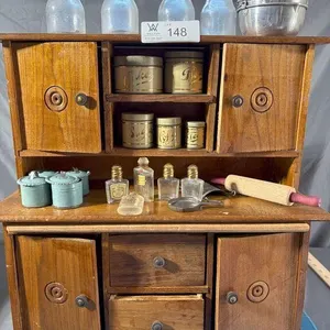 Vintage Child's Toy Miniture Kitchen Hoosier Cabin