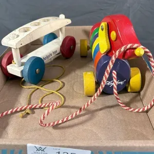 2 Wooden Vintage Pull Toys; Holgate Toys