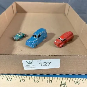 3 Metal Toy Vehicles; 2 Tootsie, 1 Japanese Tin Mi