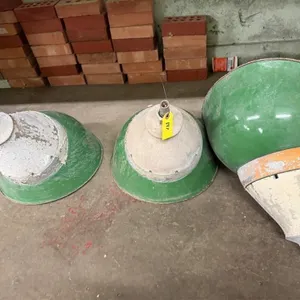 3 Green Porcelain gas station light shades