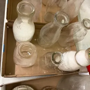 Flat of misc. milk bottles