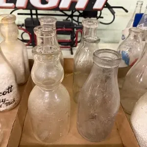 Flat of misc. milk bottles
