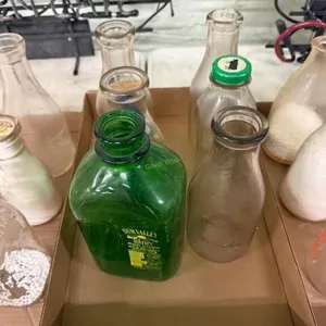 Flat of misc. milk bottles