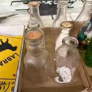 Flat of misc. milk bottles
