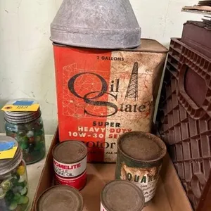 Oil cans and spout