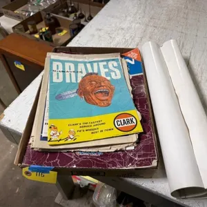 Flat of paper items, braves, Mack truck