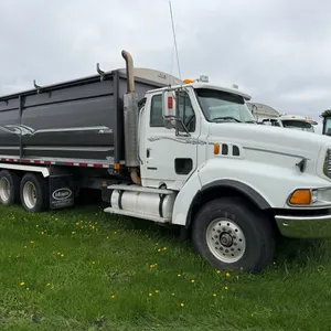 2003 Sterling Tri-Drive Grain Truck, 24’ SWS Steel Grain Box w/ Silage End Gate, Rear Hoist & Chute Controls w/ Remote, Cancade Hoist, White, C15 Cat 
