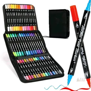 New HT Seven 48 Color Dual Tip Acrylic Paint Markers Set