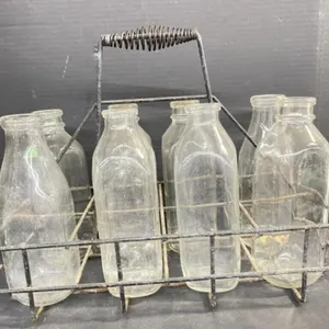 Metal Caddy Holding 8 Milk Bottles