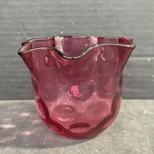 Cranberry Glass Thumbprint Vase