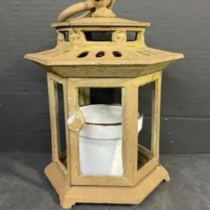 Cast Iron Lantern And Ceramic Planter