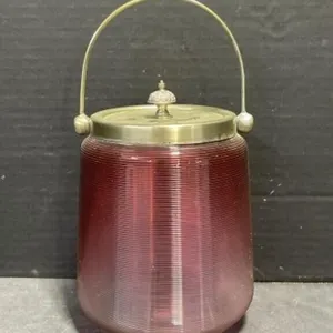 Cranberry Glass Biscuit Barrel