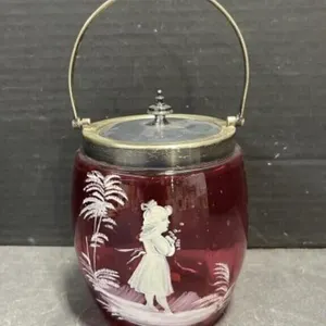 Cranberry Glass Biscuit Barrel