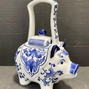 Bombay Made In China Blue & White Pig Teapot