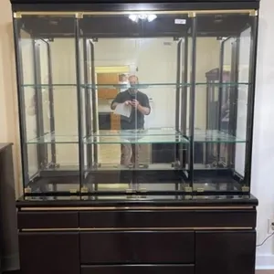 2 pc Black Mirrored China Cabinet