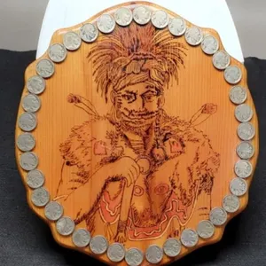 12" Wood Indian Art Plaque w/