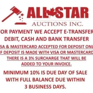 PAYMENT OPTIONS INCLUDE E-TRANSFER, DEBIT, CASH AN