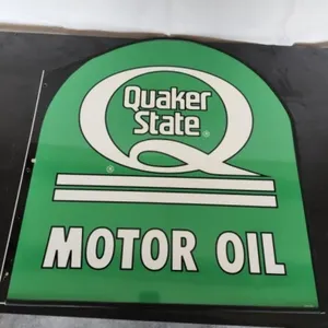 Double Sided Quaker State Motor Oil Metal Sign